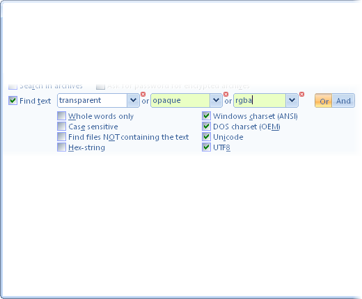 oMega Commander Features. Search files, containing one or more phrases.